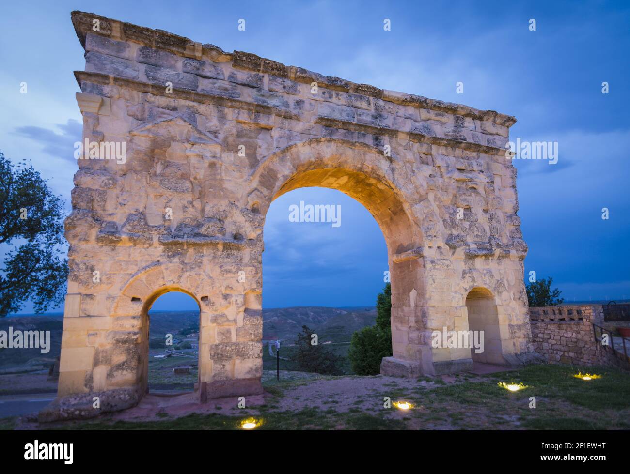 Arc romain de Medinaceli dans la province de Soria, Castilla-Leon, Espagne Banque D'Images