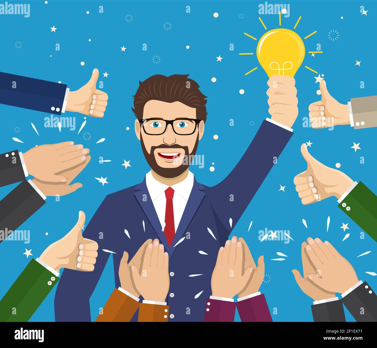 Homme d'affaires tenant une idée. Illustration de Vecteur