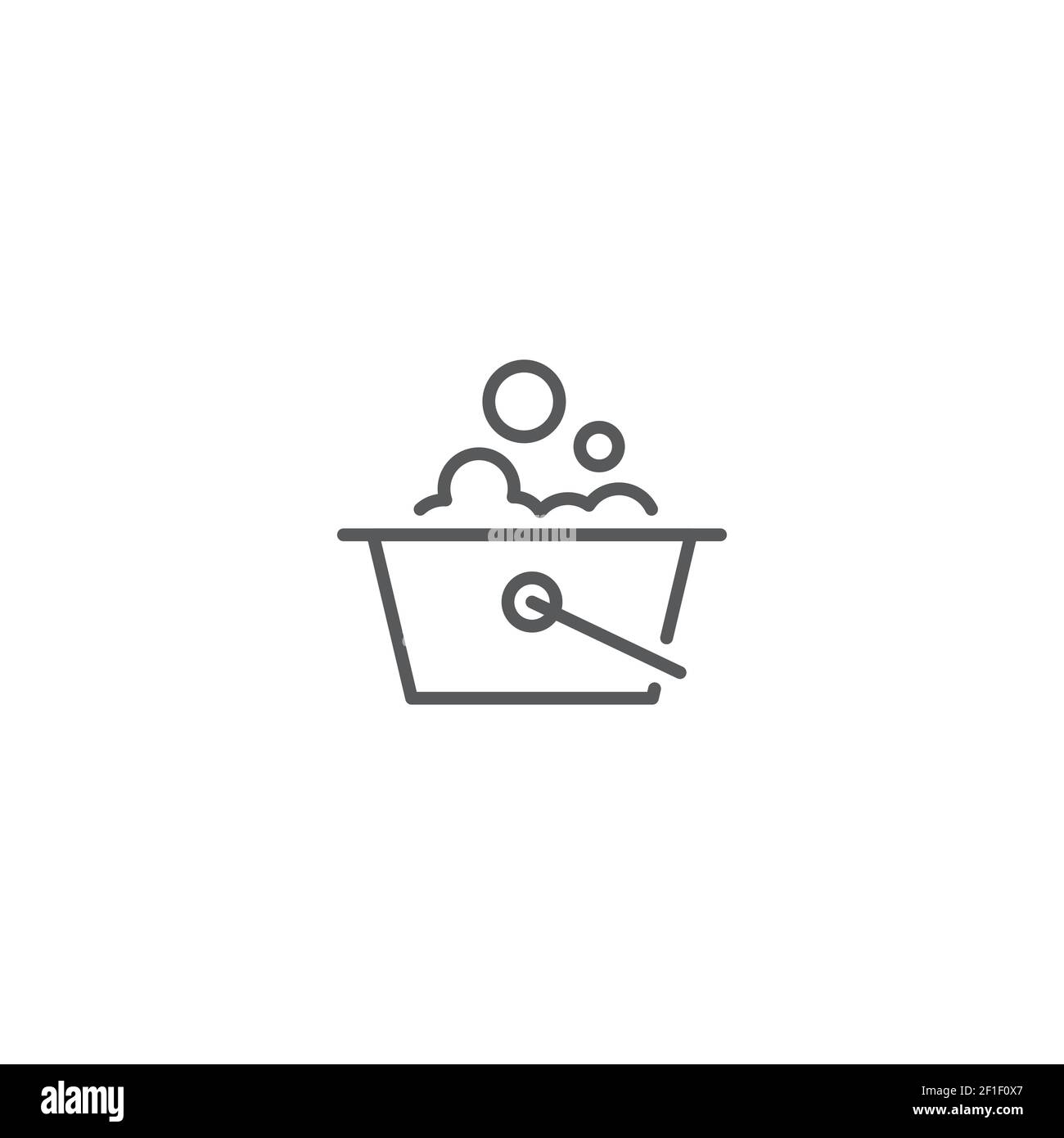 seau à serpillière avec étiquette de style linéaire icône en mousse de savon pour le concept mobile et la conception web Illustration de Vecteur