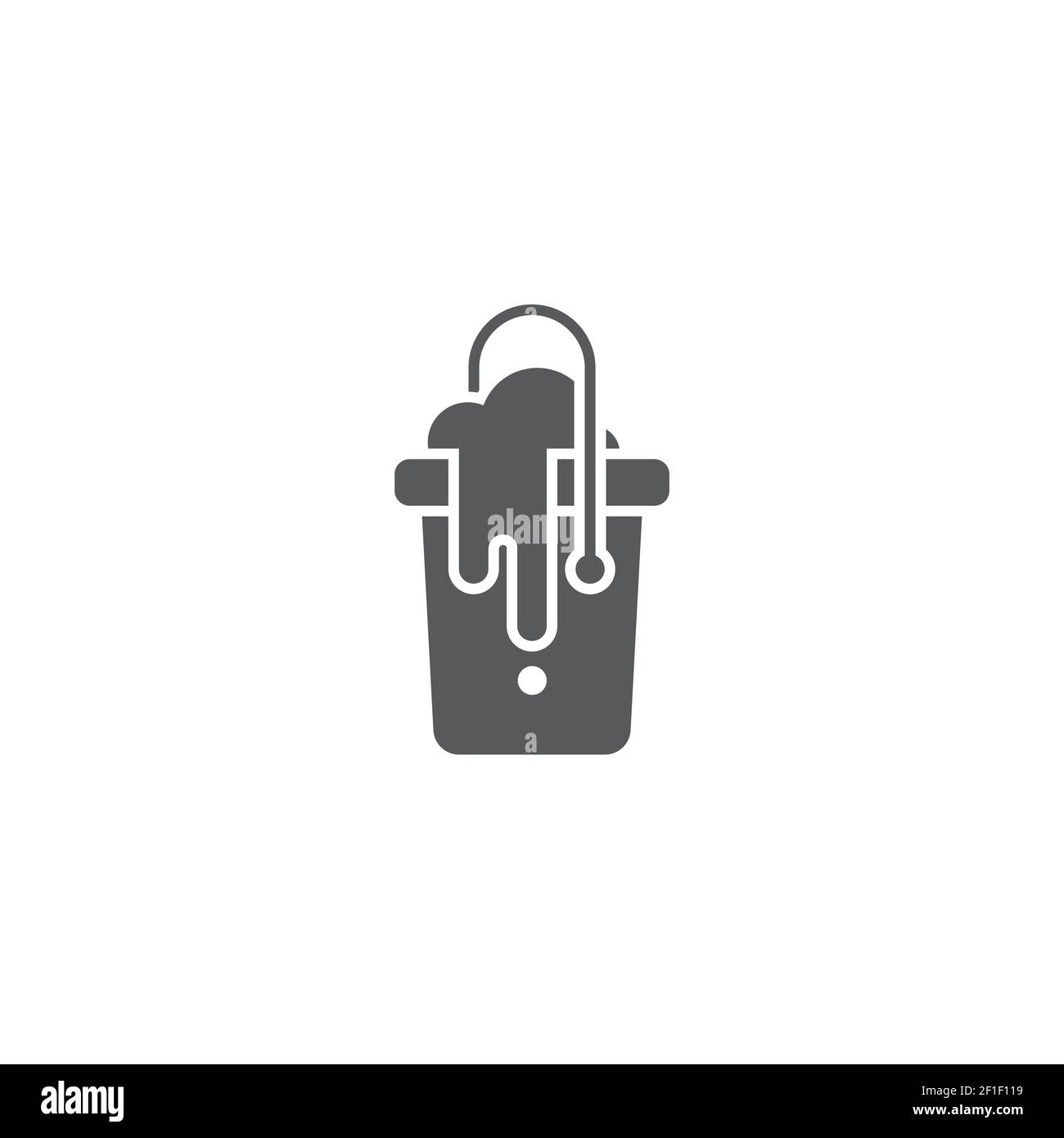 seau à serpillière avec étiquette de style linéaire icône en mousse de savon pour le concept mobile et la conception web Illustration de Vecteur