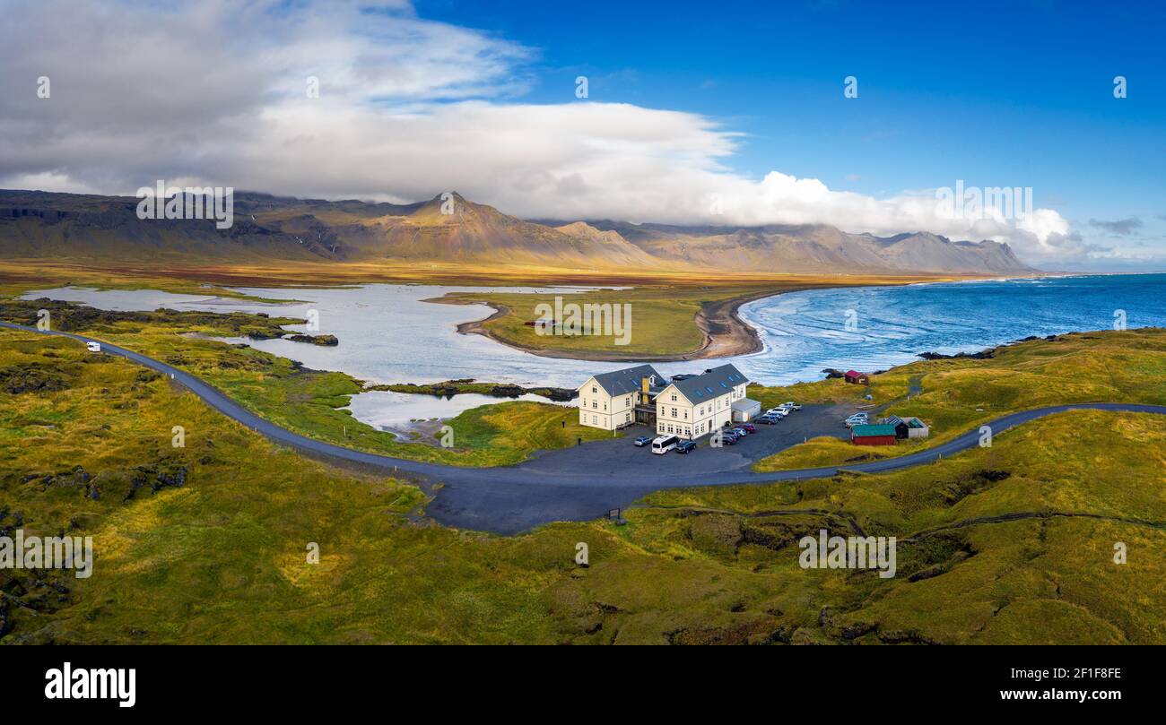 Hotel Budir situé sur la côte de la péninsule de Snaefellsnes dans islande de l'ouest Banque D'Images