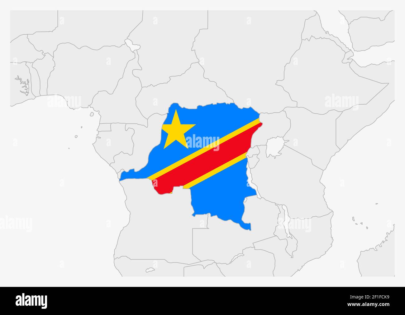 Carte de la RD Congo mise en évidence dans les couleurs du drapeau DROC ...