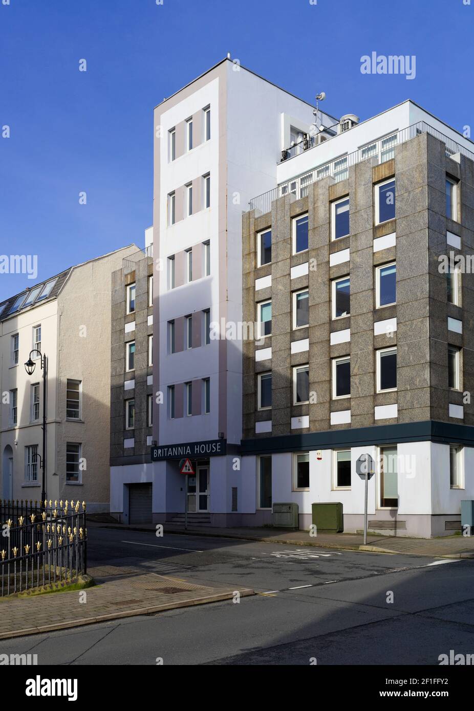Britannia House dans le quartier financier de Douglas, île de Man Banque D'Images
