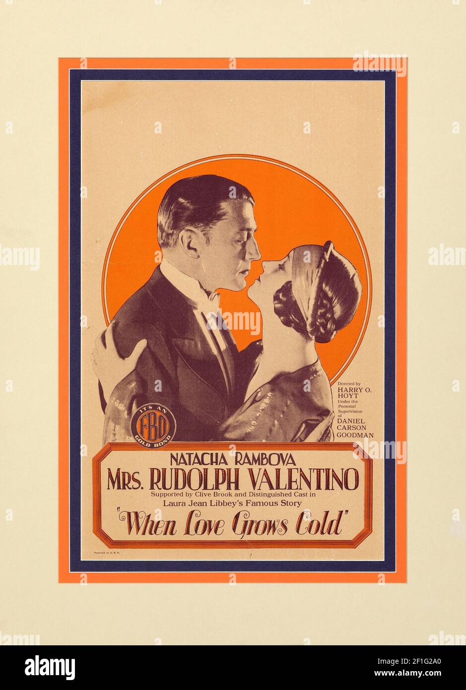 Quand l'amour devient froid, Natacha Rambova Mme Rudolph Valentino. Affiche de cinéma vintage, style classique. 1926. Banque D'Images
