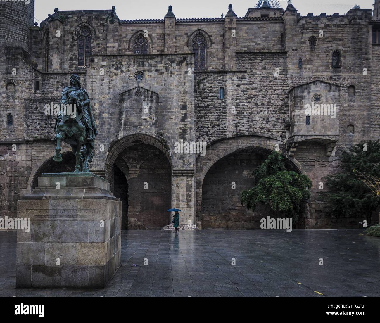 Jour de pluie dans la ville de Barcelone Banque D'Images