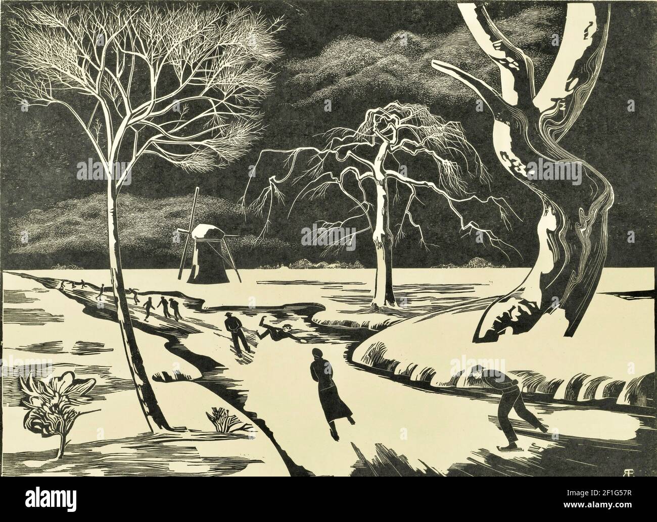 Œuvre de Bernard Essers intitulée Wintergezicht ou scène d'hiver. Banque D'Images Œuvre de Bernard Essers intitulée Wintergezicht ou scène d'hiver. Banque D'Images