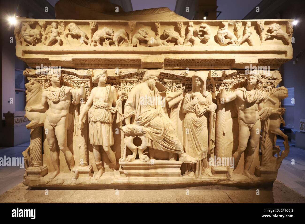 Sidamara sarcophage dans les musées archéologiques d'Istanbul, ville d'Istanbul, Turquie Banque D'Images