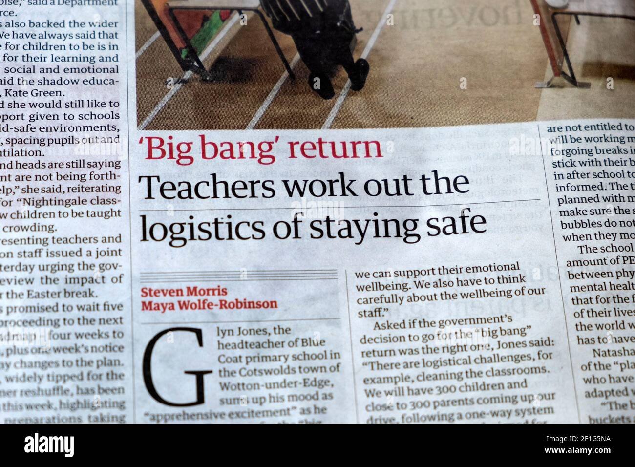 ' 'Big bang' retour les enseignants travaillent la logistique de rester en sécurité » Banque D'Images