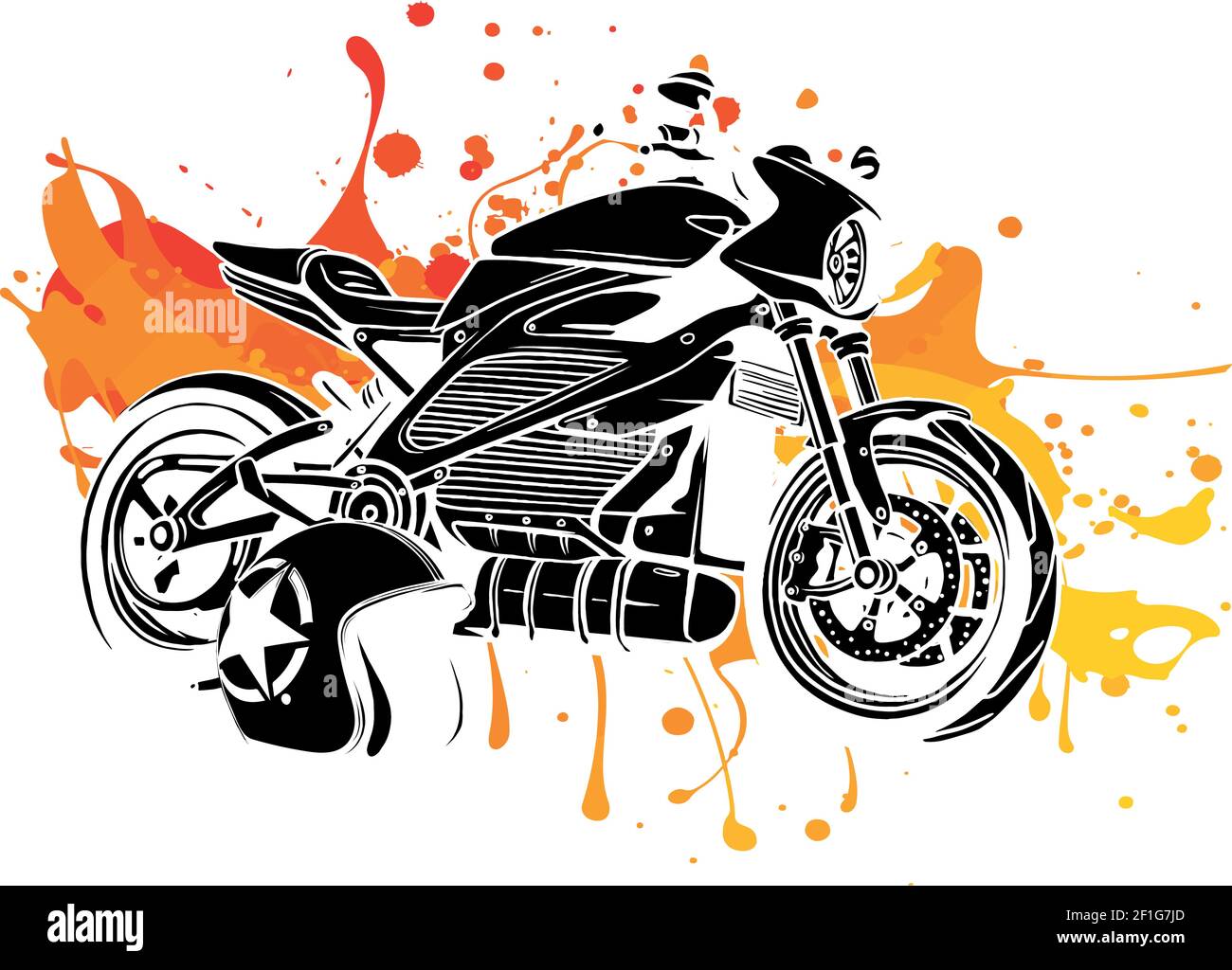 Illustration vectorielle de la moto avec helme Illustration de Vecteur