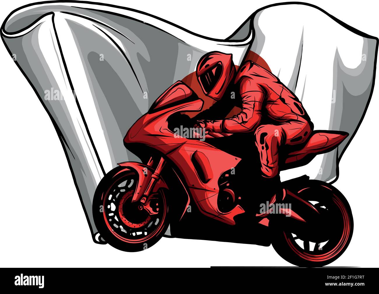 coureur de moto en virage avec vecteur drapeau blanc Illustration de Vecteur