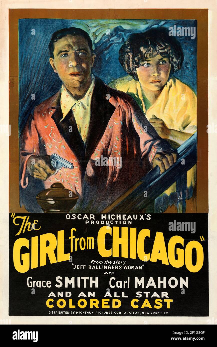 The Girl from Chicago est un film dramatique de 1932 pré-Code américain produit et réalisé par Oscar Micheaux, avec une troupe entièrement afro-américaine.1927. Banque D'Images