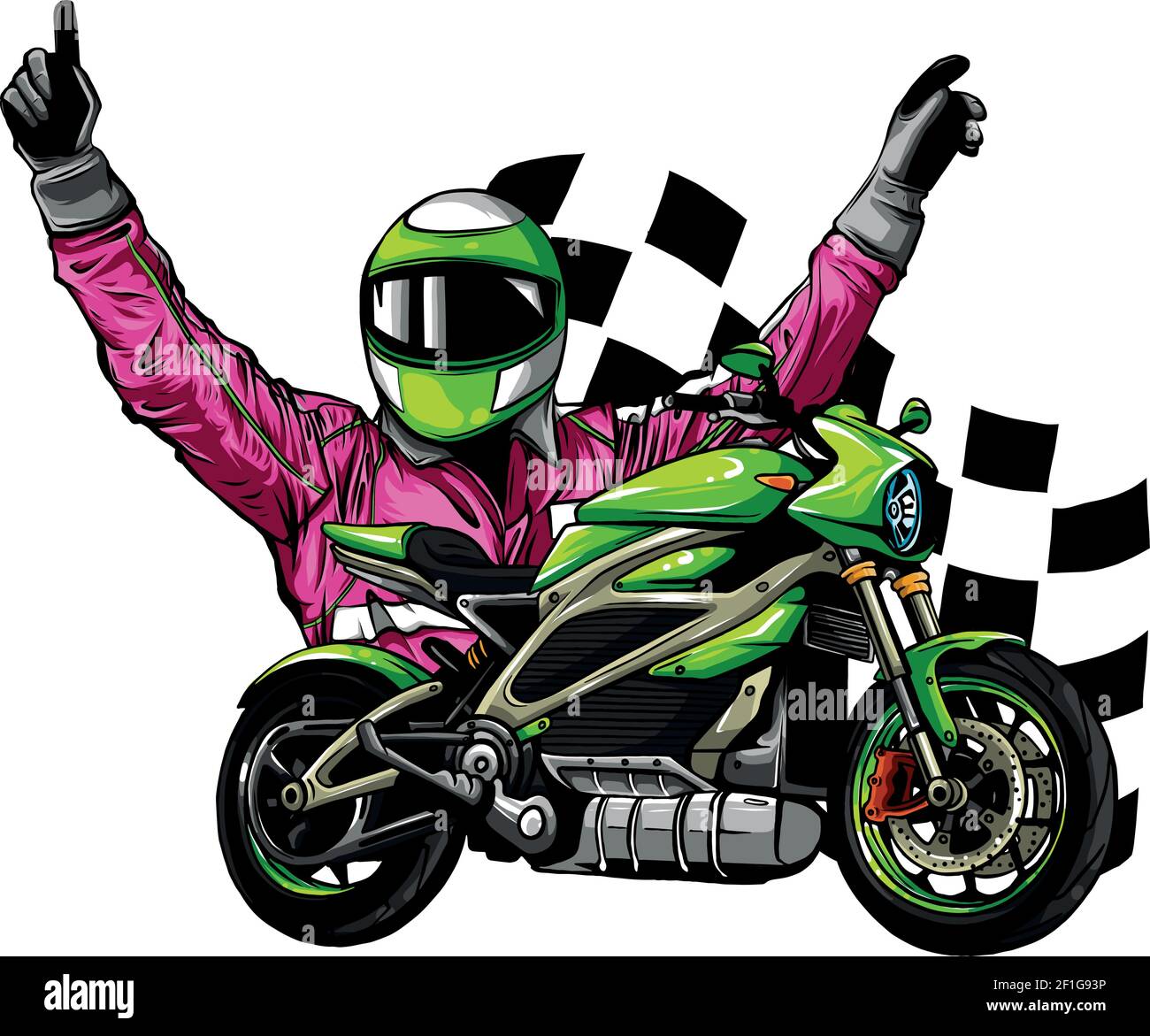 Pilote de moto avec illustration du vecteur du visage Illustration de Vecteur