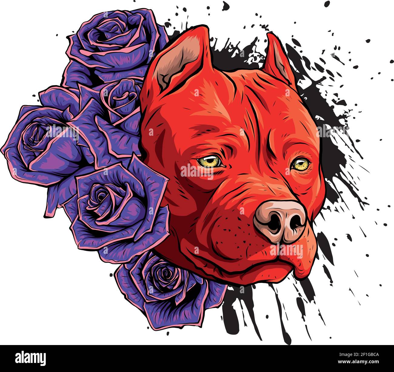 tête de chien avec illustration de vecteur de roses Illustration de Vecteur