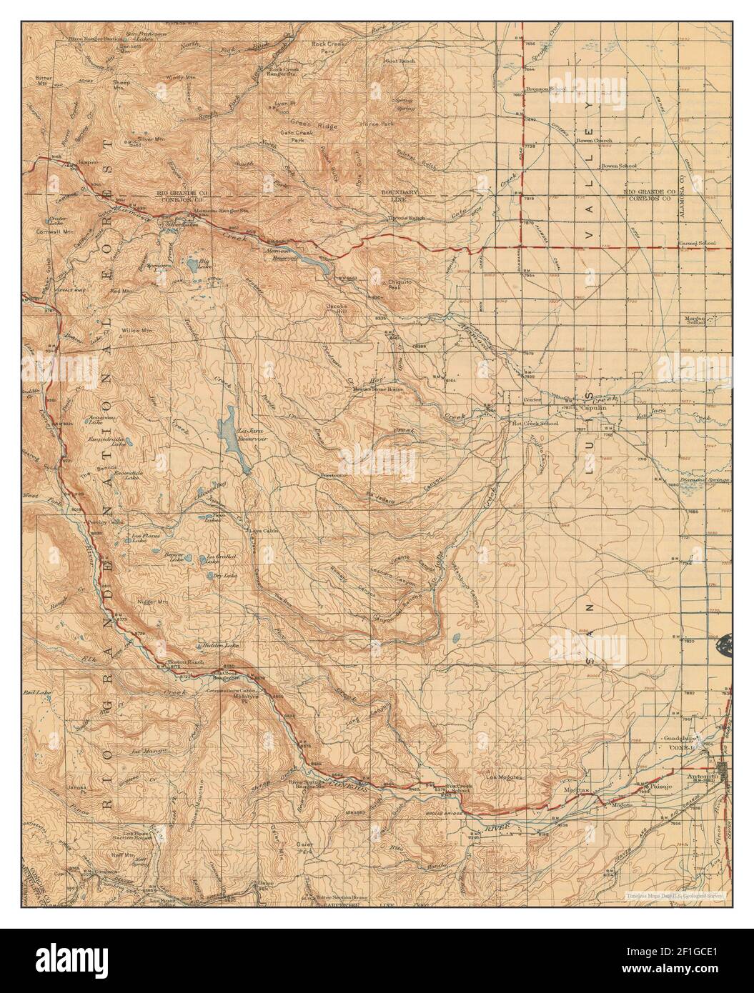 Conejos, Colorado, carte 1922, 1:125000, États-Unis d'Amérique par Timeless Maps, données U.S. Geological Survey Banque D'Images