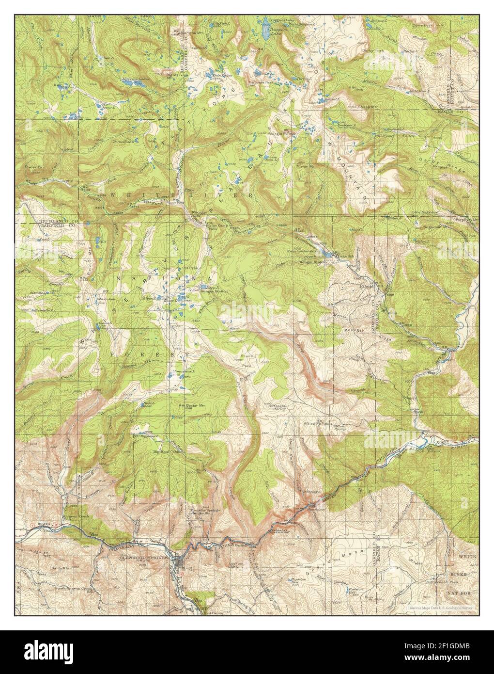 Carte du colorado de glenwood springs Banque d'images détourées Alamy