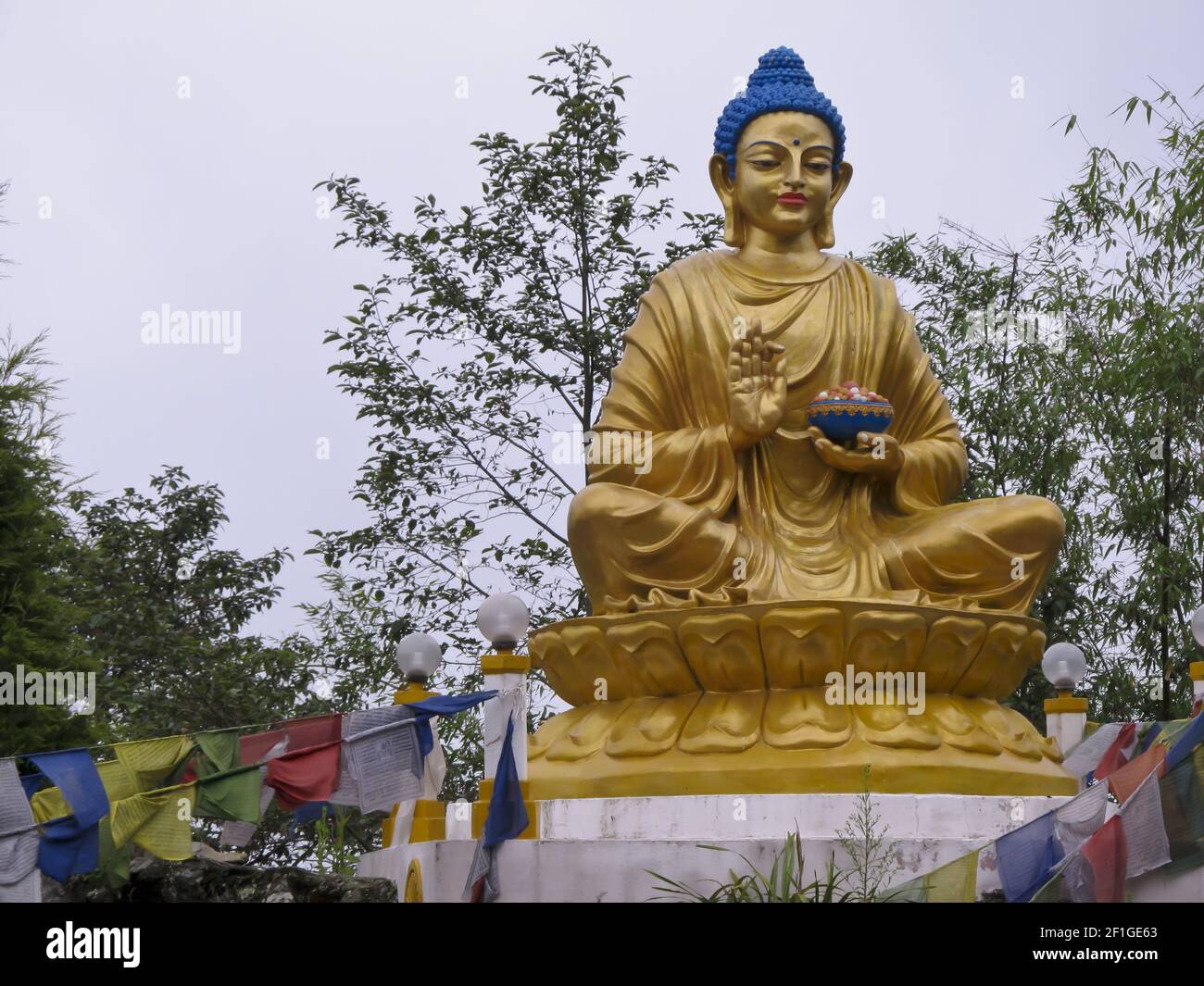 Vue panoramique sur la statue du Bouddha de Deolo Hills, Inde Banque D'Images