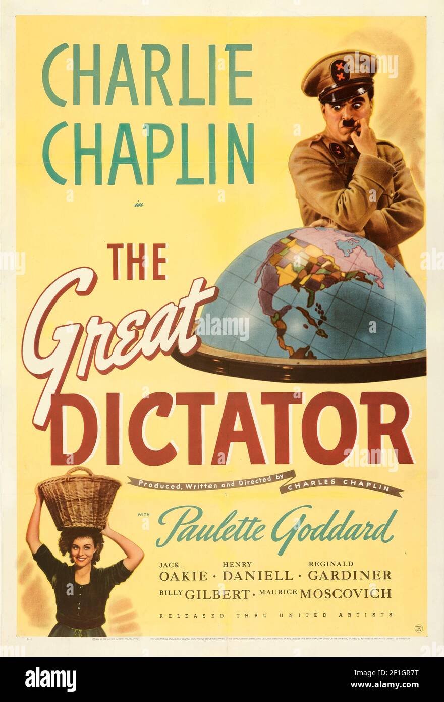 Le Grand dictateur – 1940 films de comédie-drame satirique américains écrits, dirigés, produits, marqués par et mettant en vedette le comédien britannique Charlie Chaplin. Banque D'Images