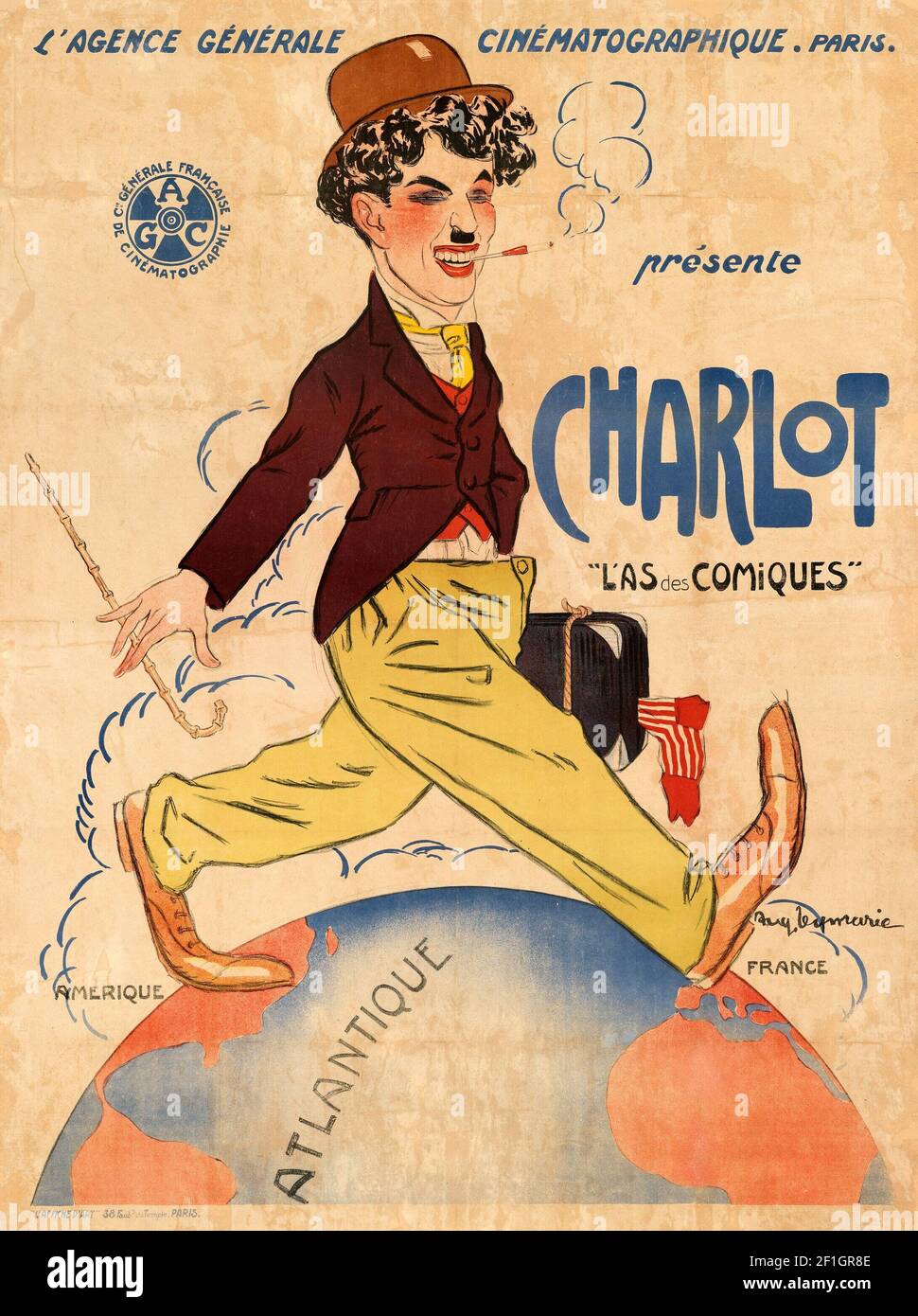 Charlie Chaplin affiche ancienne, « Charlot » Banque D'Images