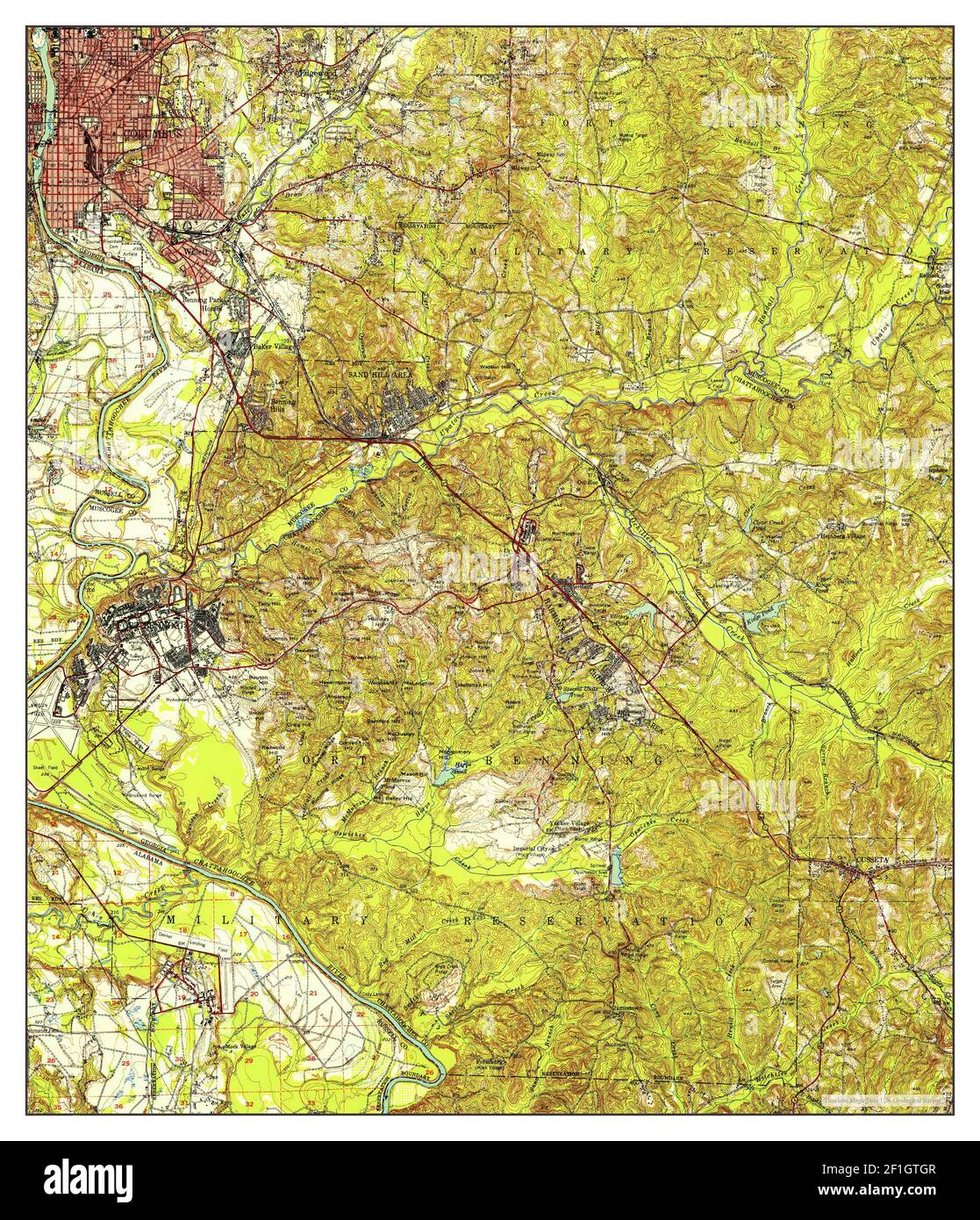 Columbus, Géorgie, carte 1947, 1:62500, États-Unis d'Amérique par Timeless Maps, données U.S. Geological Survey Banque D'Images