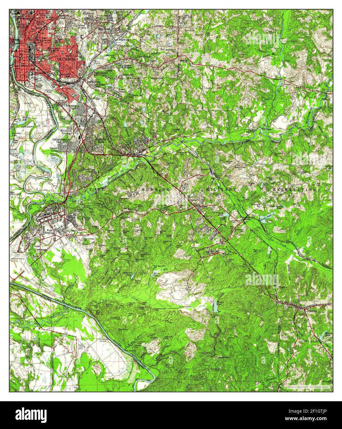 Columbus, Géorgie, carte 1955, 1:62500, États-Unis d'Amérique par Timeless Maps, données U.S. Geological Survey Banque D'Images