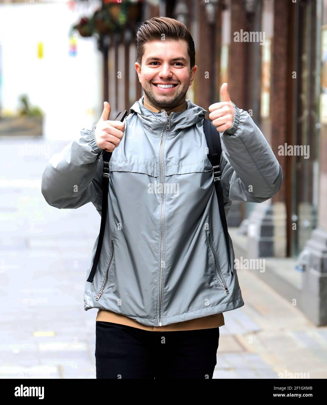 Sonny Jay a vu son départ après son spectacle Capital FM aux studios Global radio de Londres. Banque D'Images