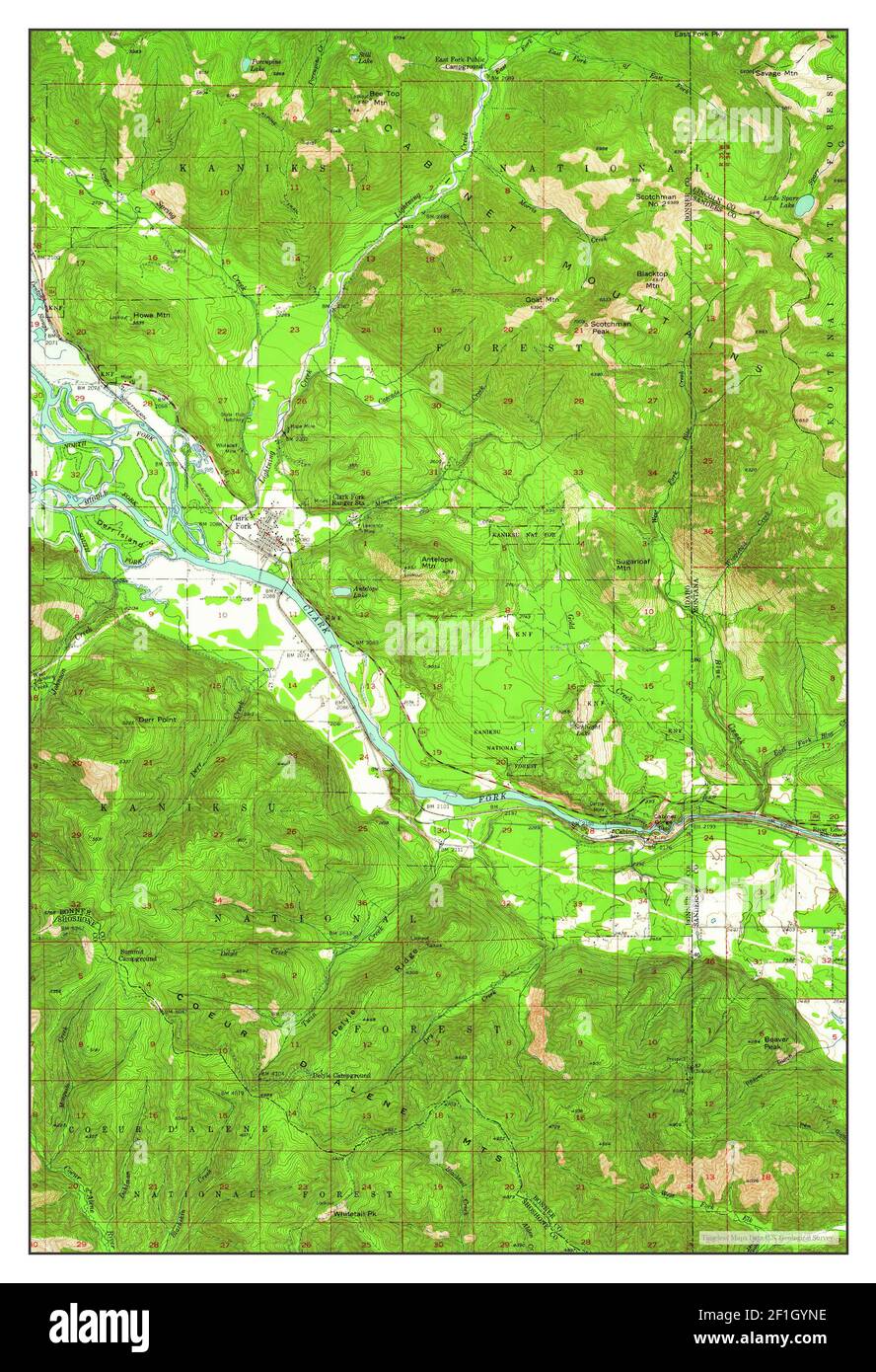 Clark Fork, Idaho, carte 1951, 1:62500, États-Unis d'Amérique par Timeless Maps, données U.S. Geological Survey Banque D'Images