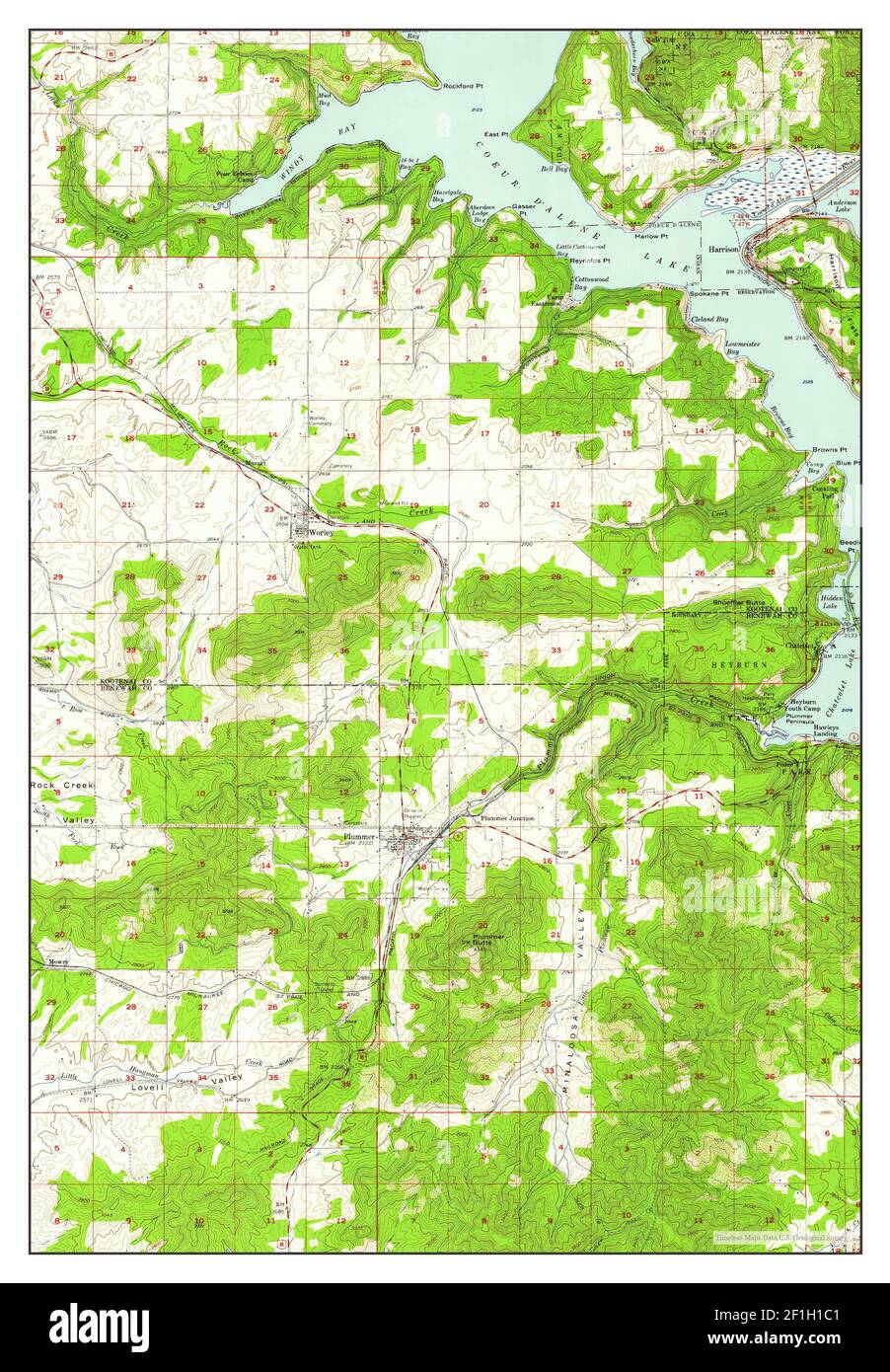 Plummer, Idaho, carte 1957, 1:62500, États-Unis d'Amérique par Timeless Maps, données U.S. Geological Survey Banque D'Images