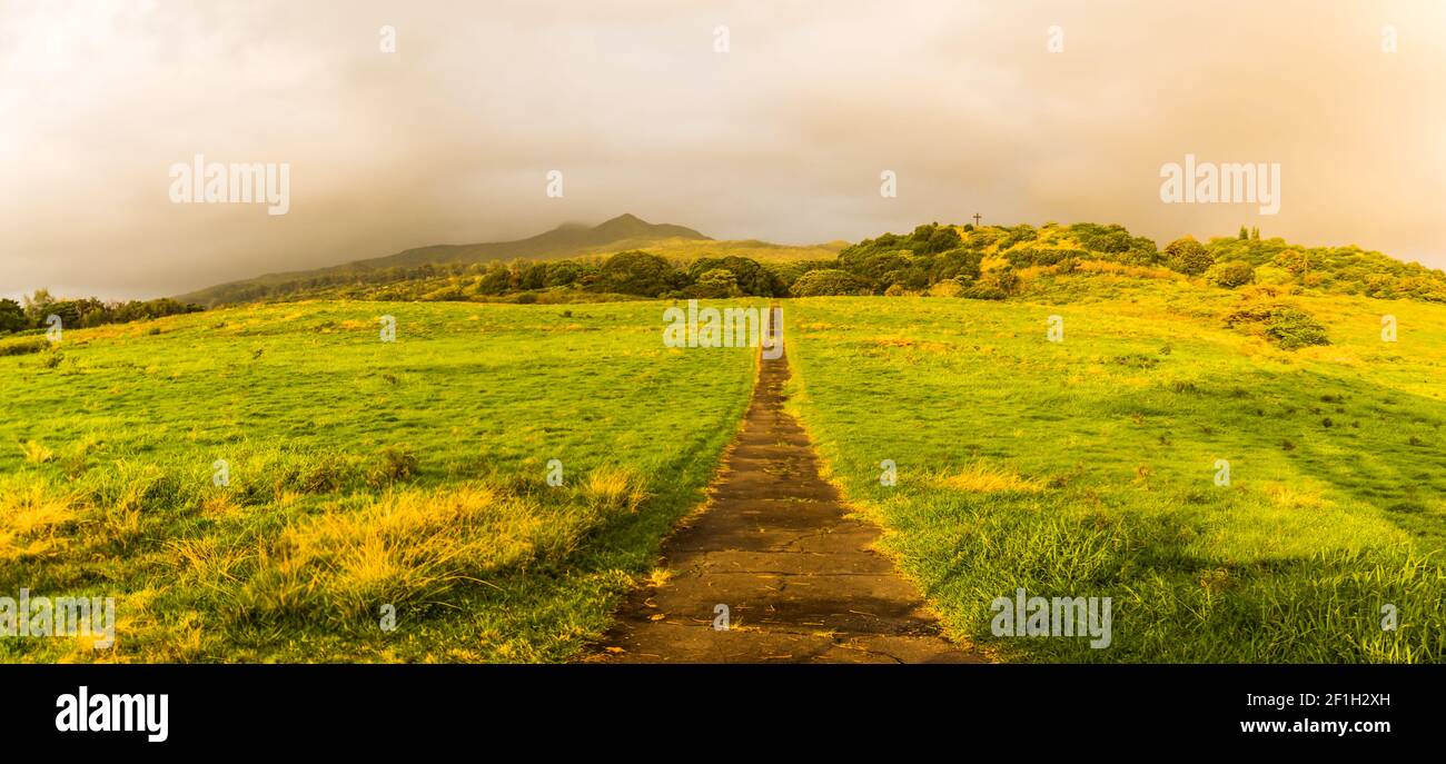 Sentier de randonnée jusqu'à Fagan's Cross, Hana, Maui, Hawaii, États-Unis Banque D'Images