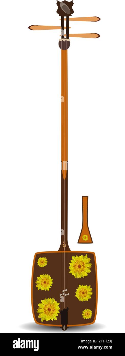Illustration vectorielle du shamisen japonais Illustration de Vecteur