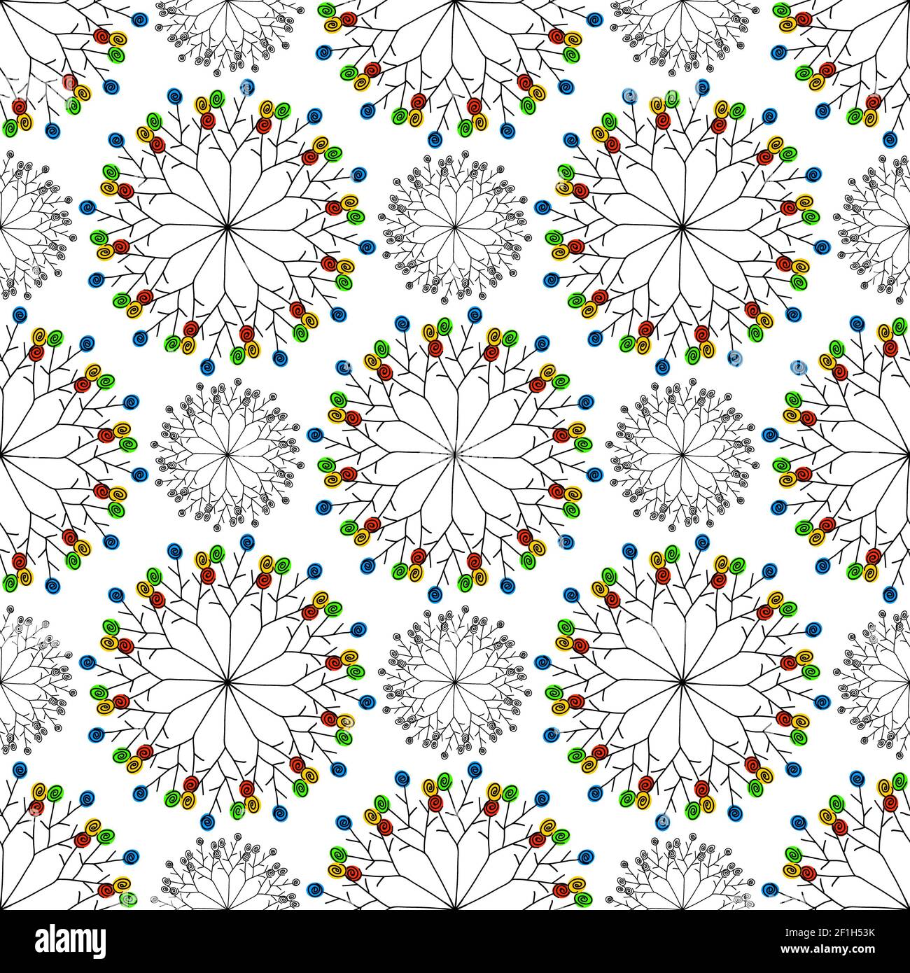 Fond vectoriel sans couture, boucles multicolores. Banque D'Images