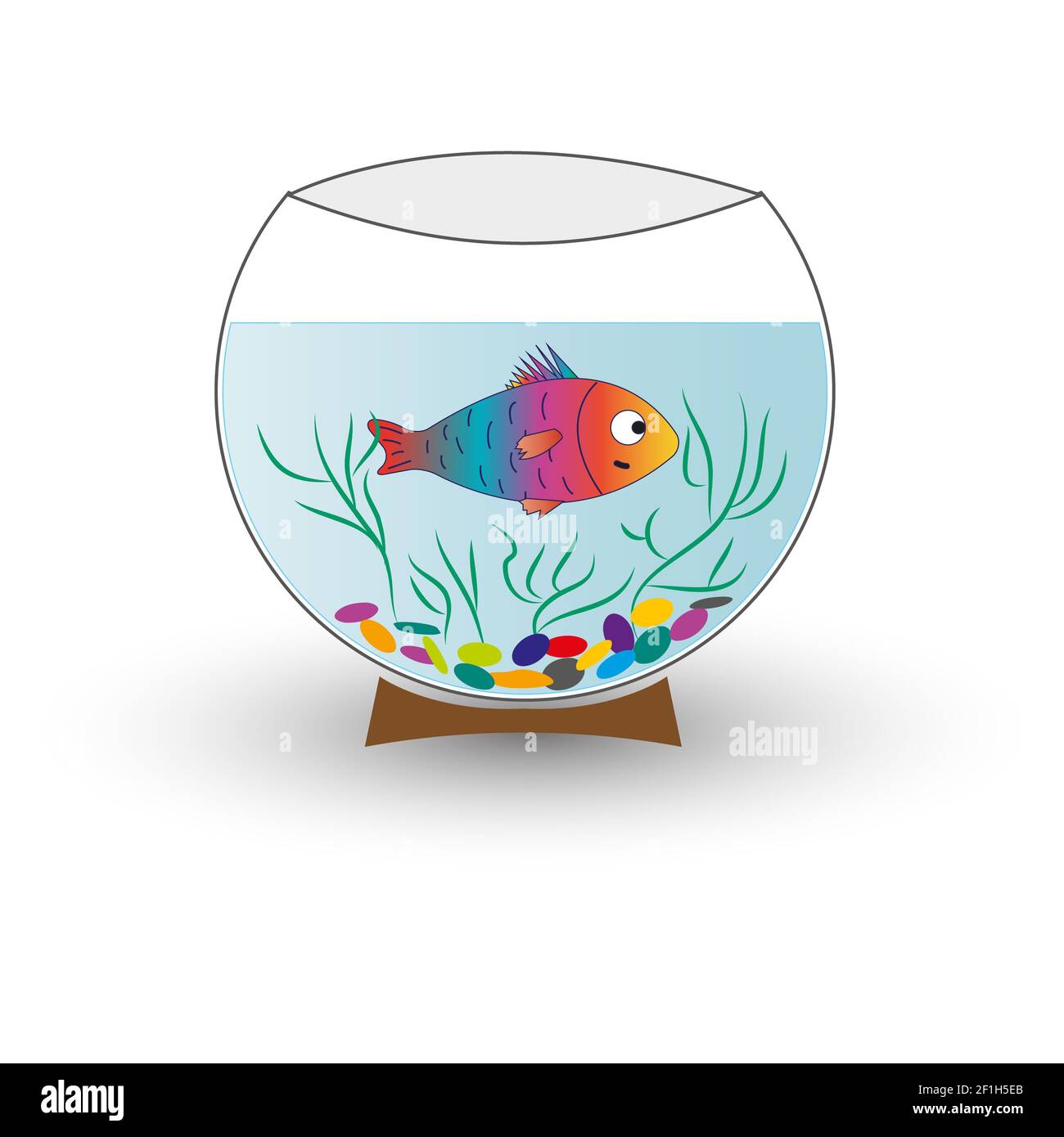 Aquarium avec poisson isolé. Illustration vectorielle Banque D'Images