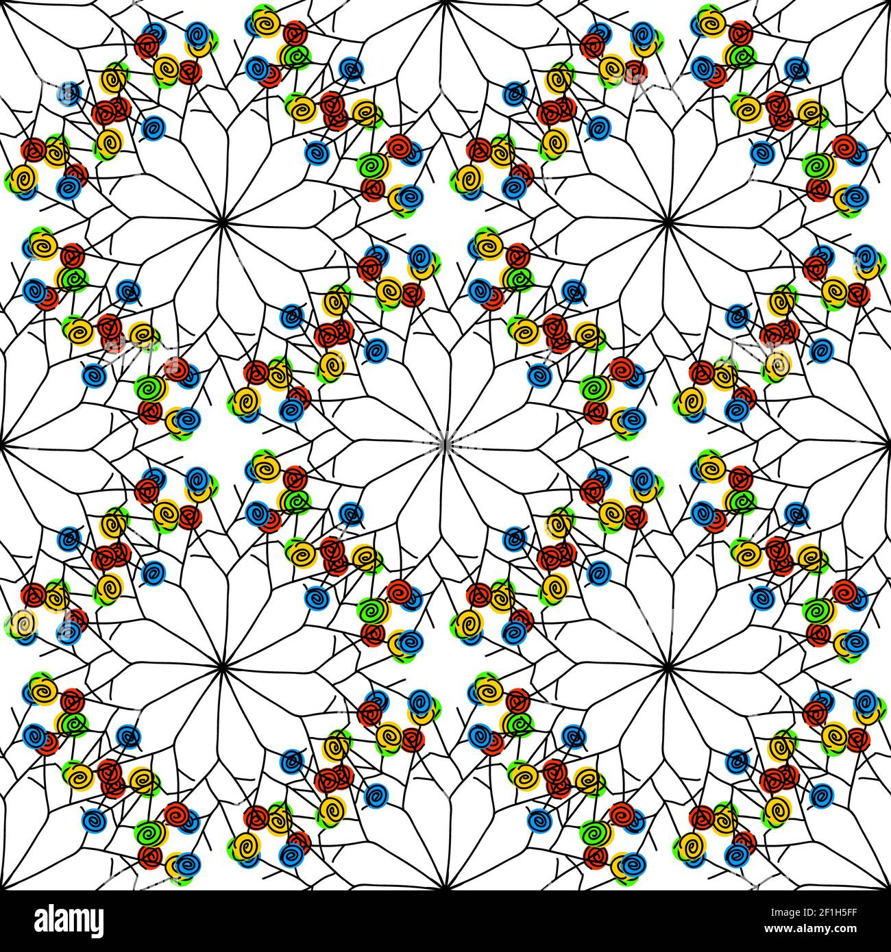 Fond vectoriel sans couture, boucles multicolores. Banque D'Images