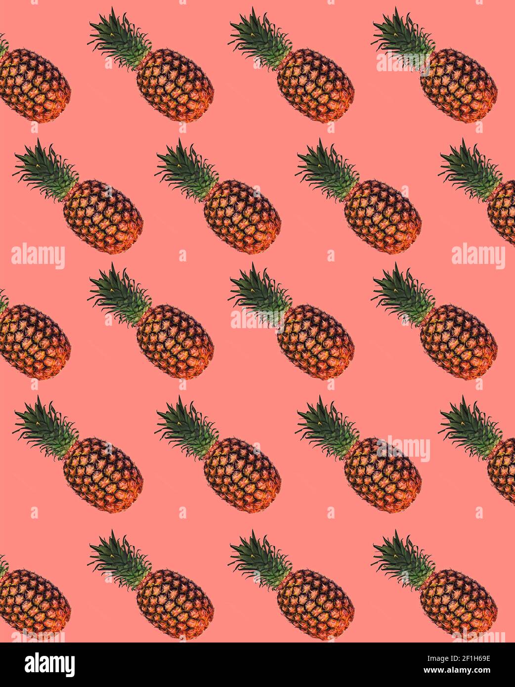 motif ananas sur fond rose rétro Banque D'Images