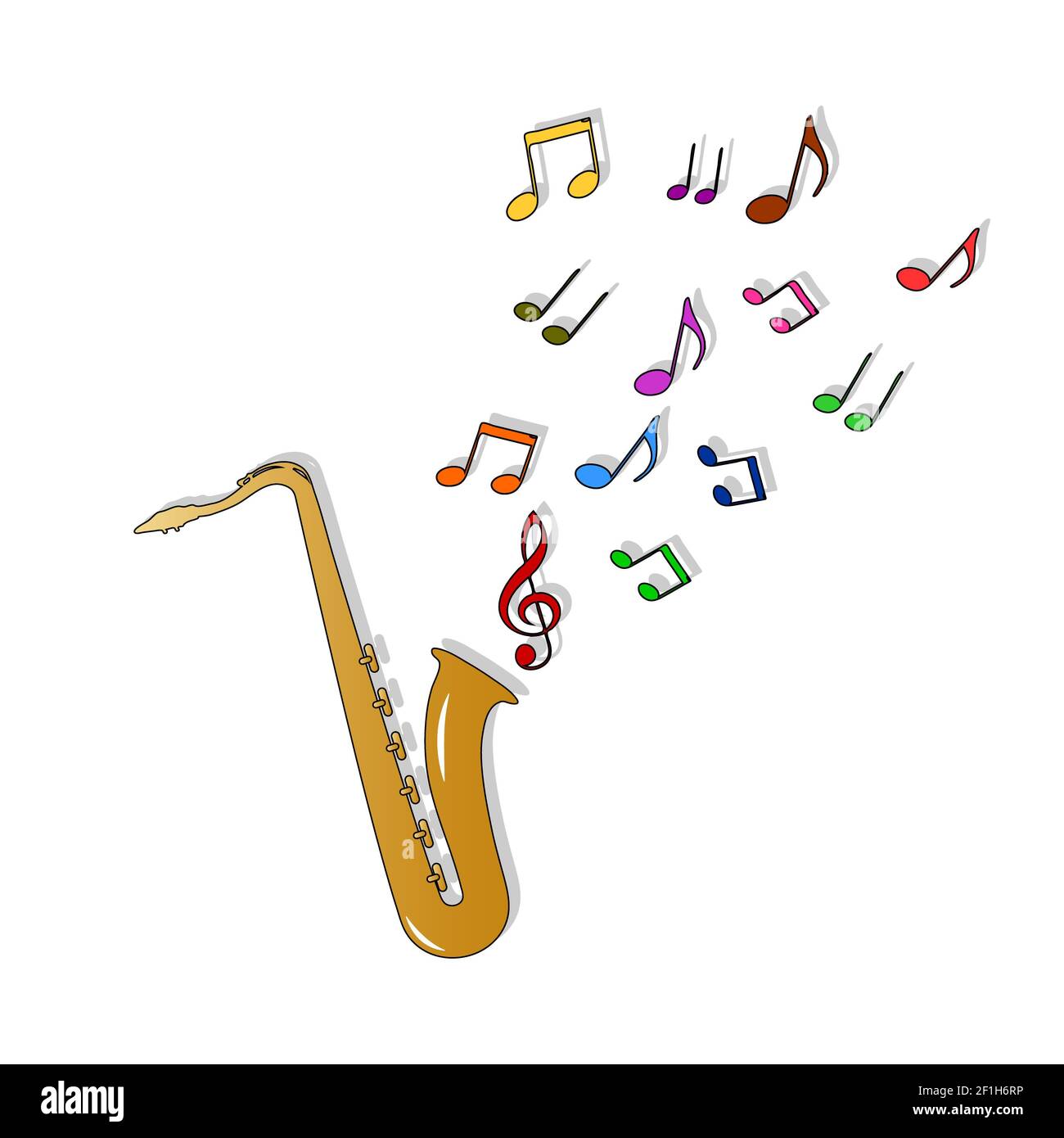 Saxophone, illustration à vecteur couleur Banque D'Images
