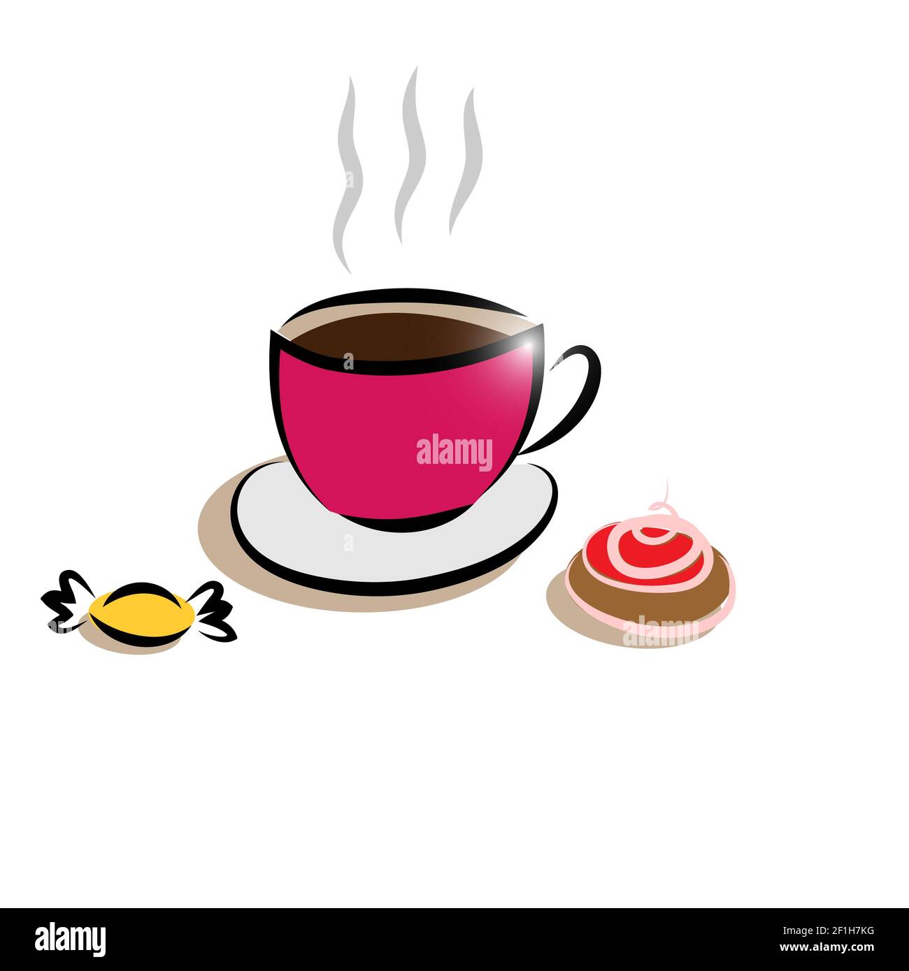 Tasse de thé et de gâteau du matin, bonbons. Banque D'Images
