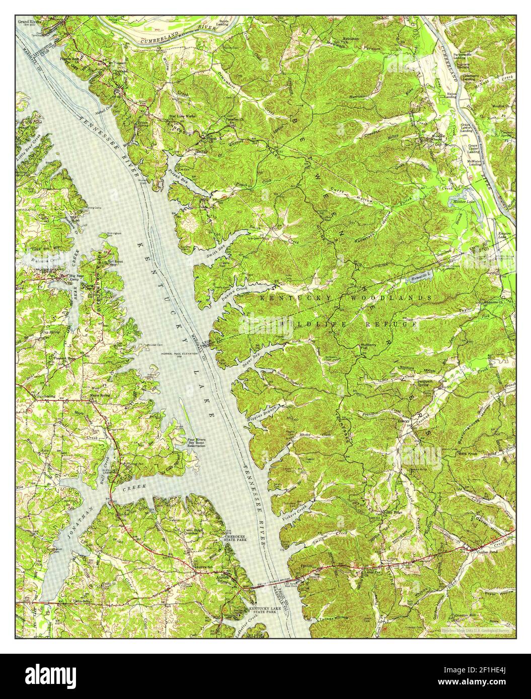 Golden Pond, Kentucky, carte 1955, 1:62500, États-Unis d'Amérique par Timeless Maps, données U.S. Geological Survey Banque D'Images