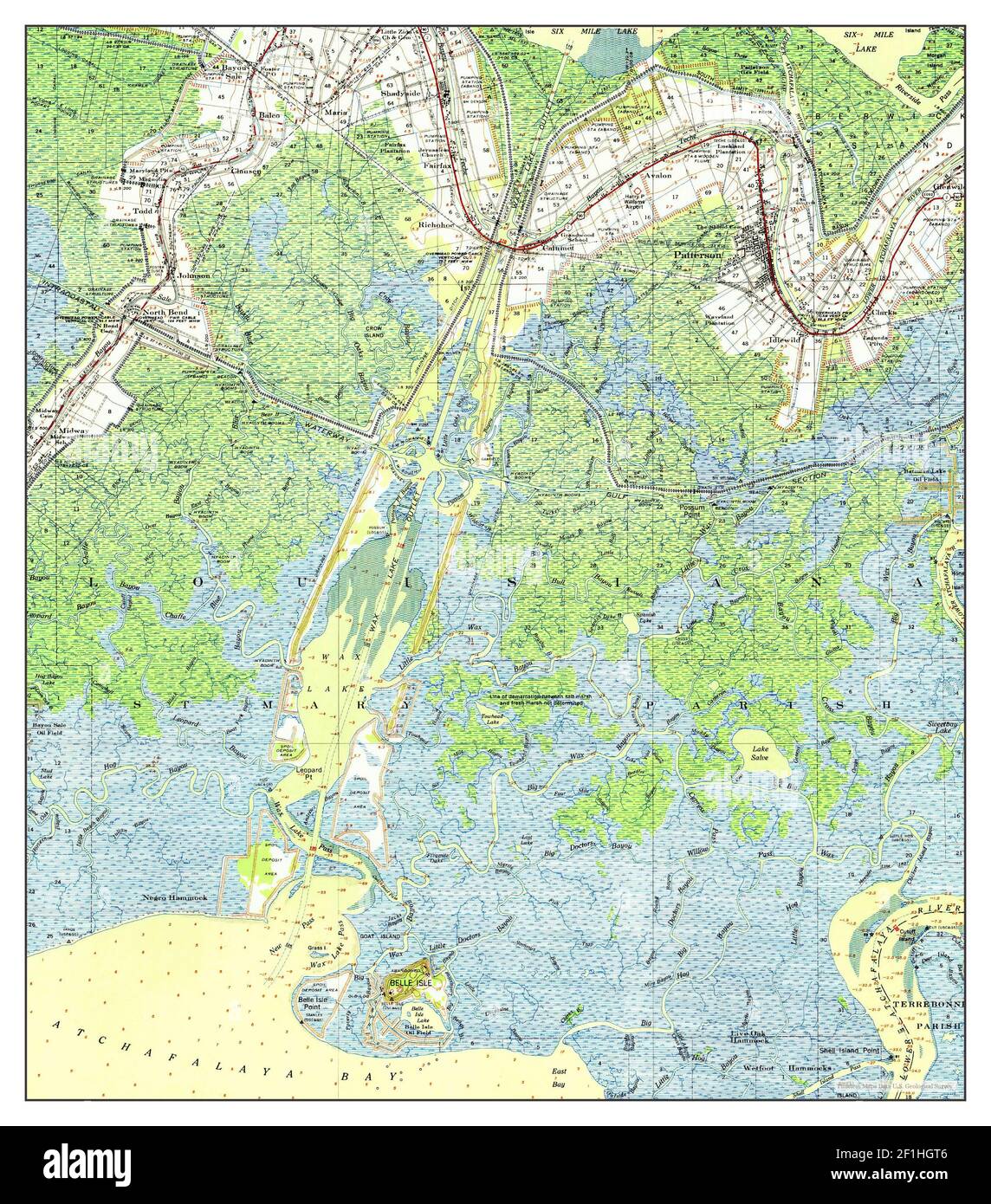 Belle Isle, Louisiane, carte 1954, 1:62500, États-Unis d'Amérique par Timeless Maps, données U.S. Geological Survey Banque D'Images