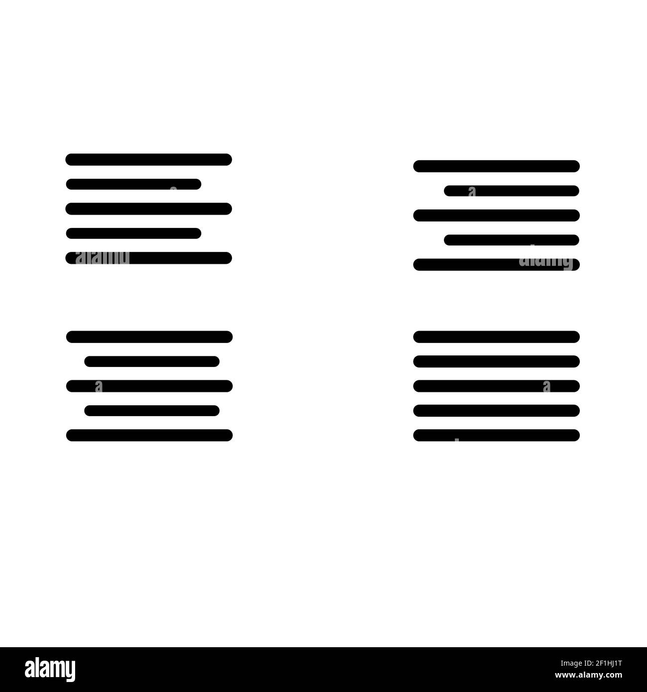 icône d'alignement du texte sur fond blanc. alignement du texte défini