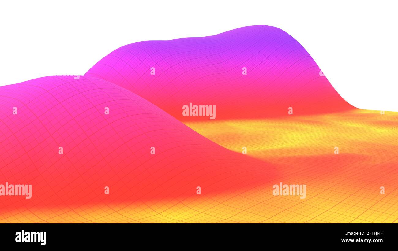 Dimensions surface colorée du paysage de la grille graphique fonction mathématique 3d illustration Banque D'Images