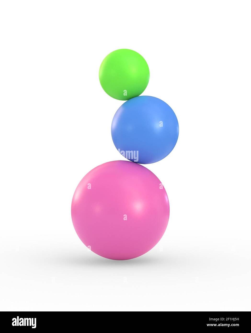 Chute déséquilibrée trois boules isolées sur fond blanc illustration 3d Banque D'Images