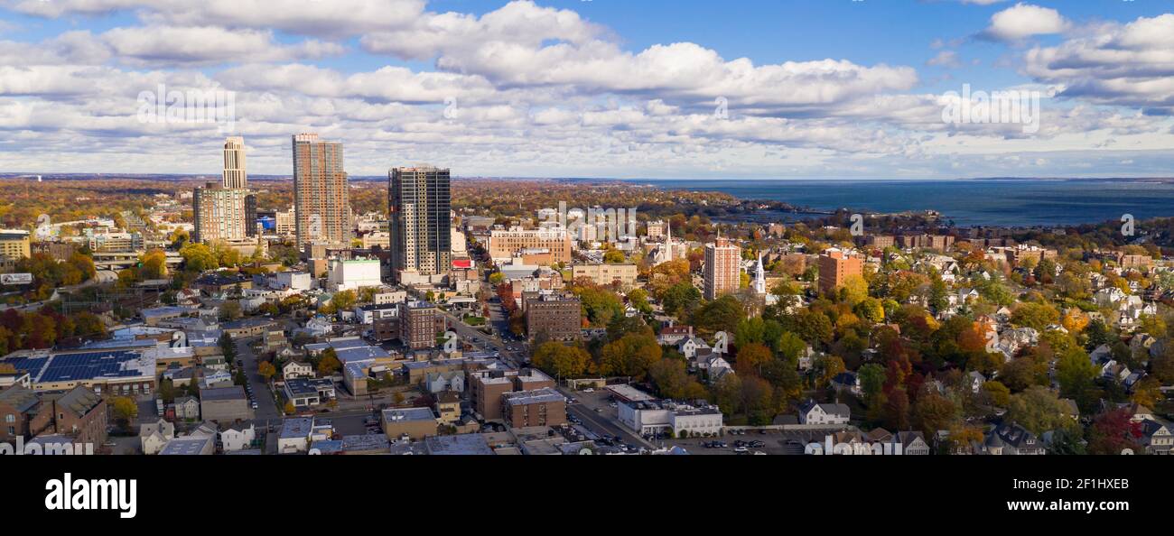 Vue aérienne ville Skyline New Rochelle New York Banque D'Images