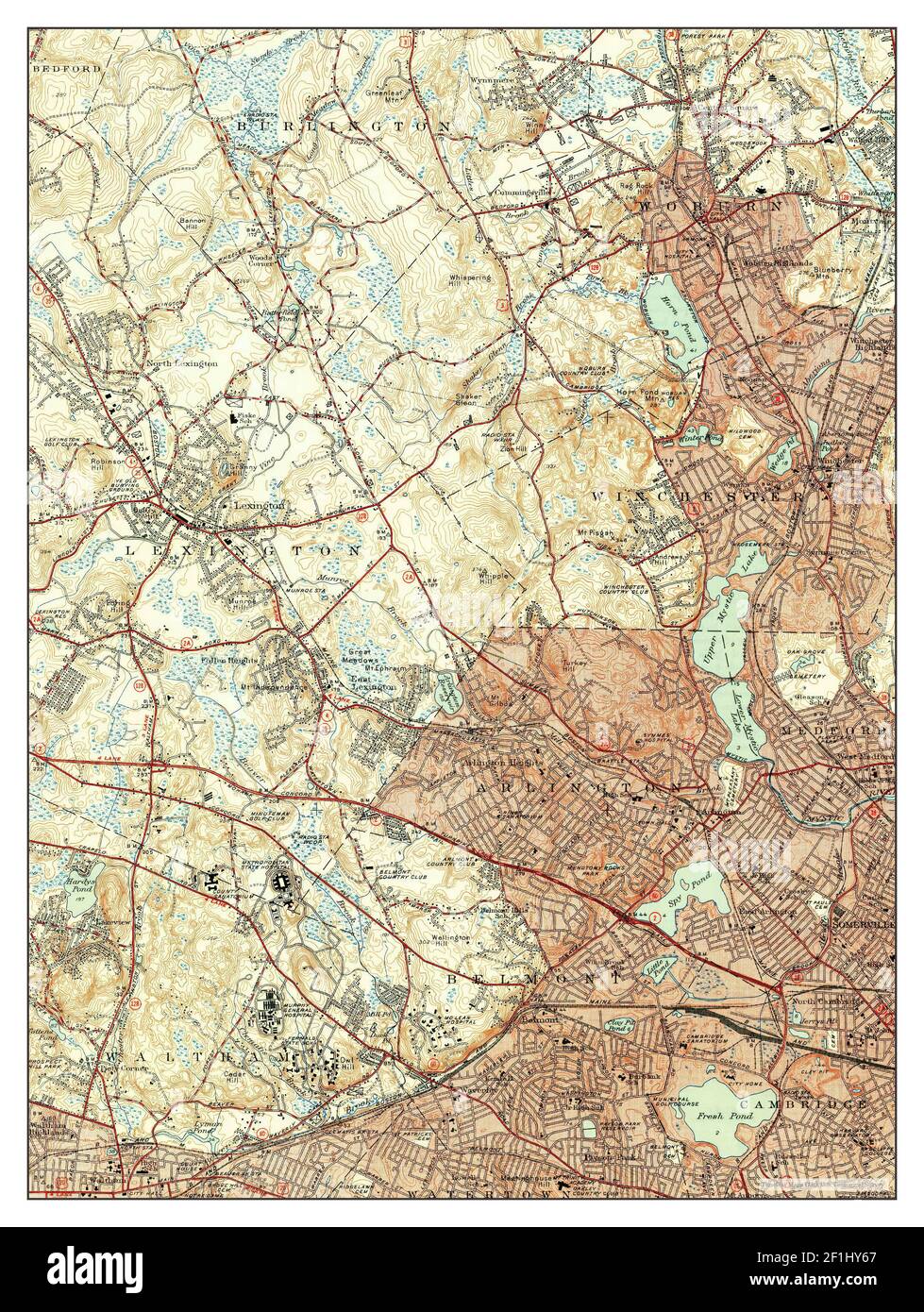 Lexington, Massachusetts, carte 1946, 1:31680, États-Unis d'Amérique par Timeless Maps, données U.S. Geological Survey Banque D'Images