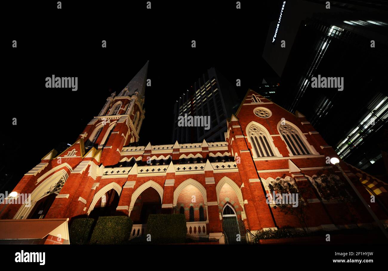 Albert Street Uniting Church at Night, Brisbane, Australie. Banque D'Images