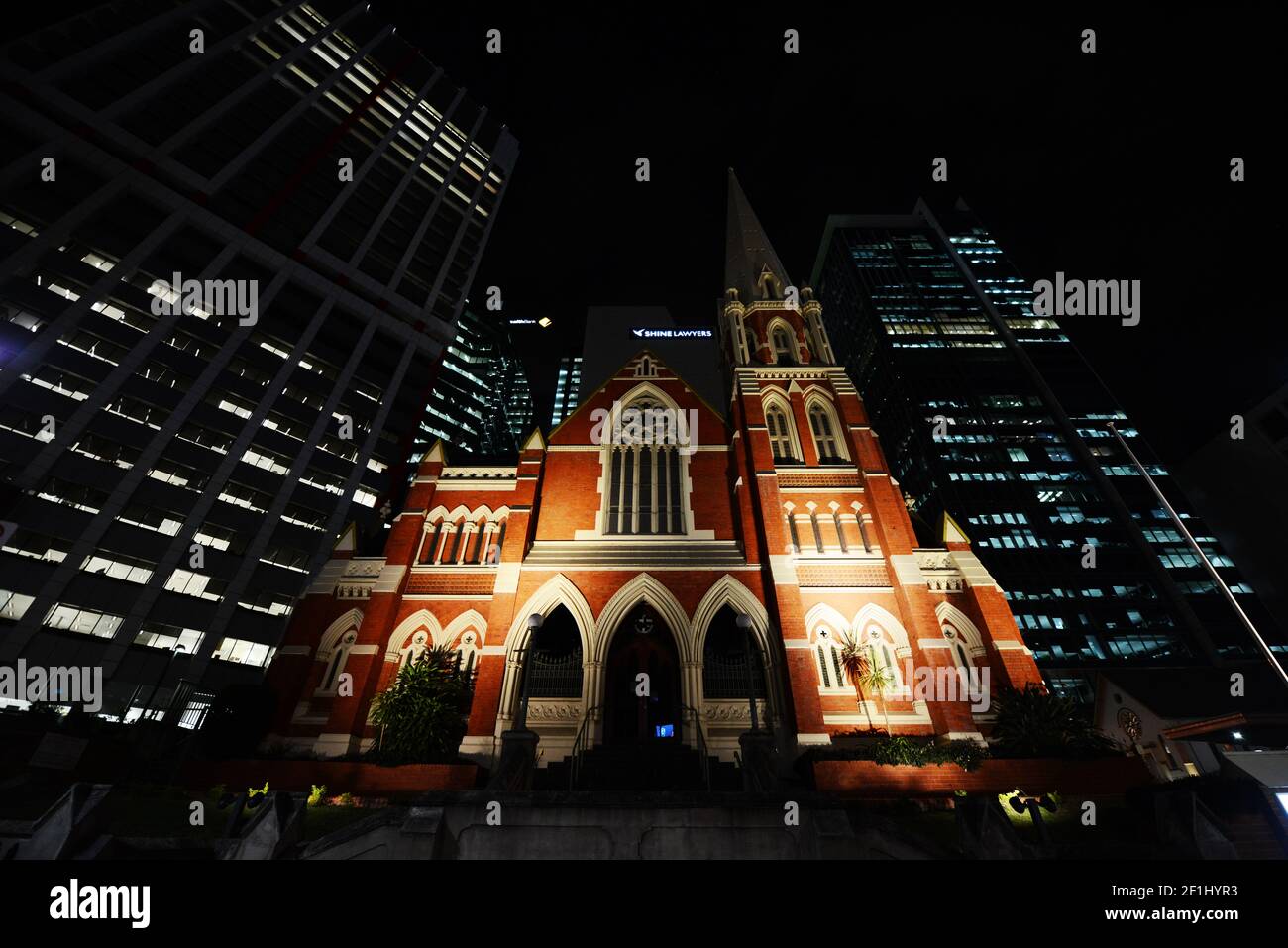 Albert Street Uniting Church at Night, Brisbane, Australie. Banque D'Images