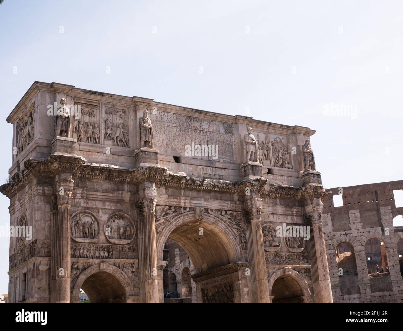 Détails sur l'Arc de Constantine, Rome Italie Banque D'Images