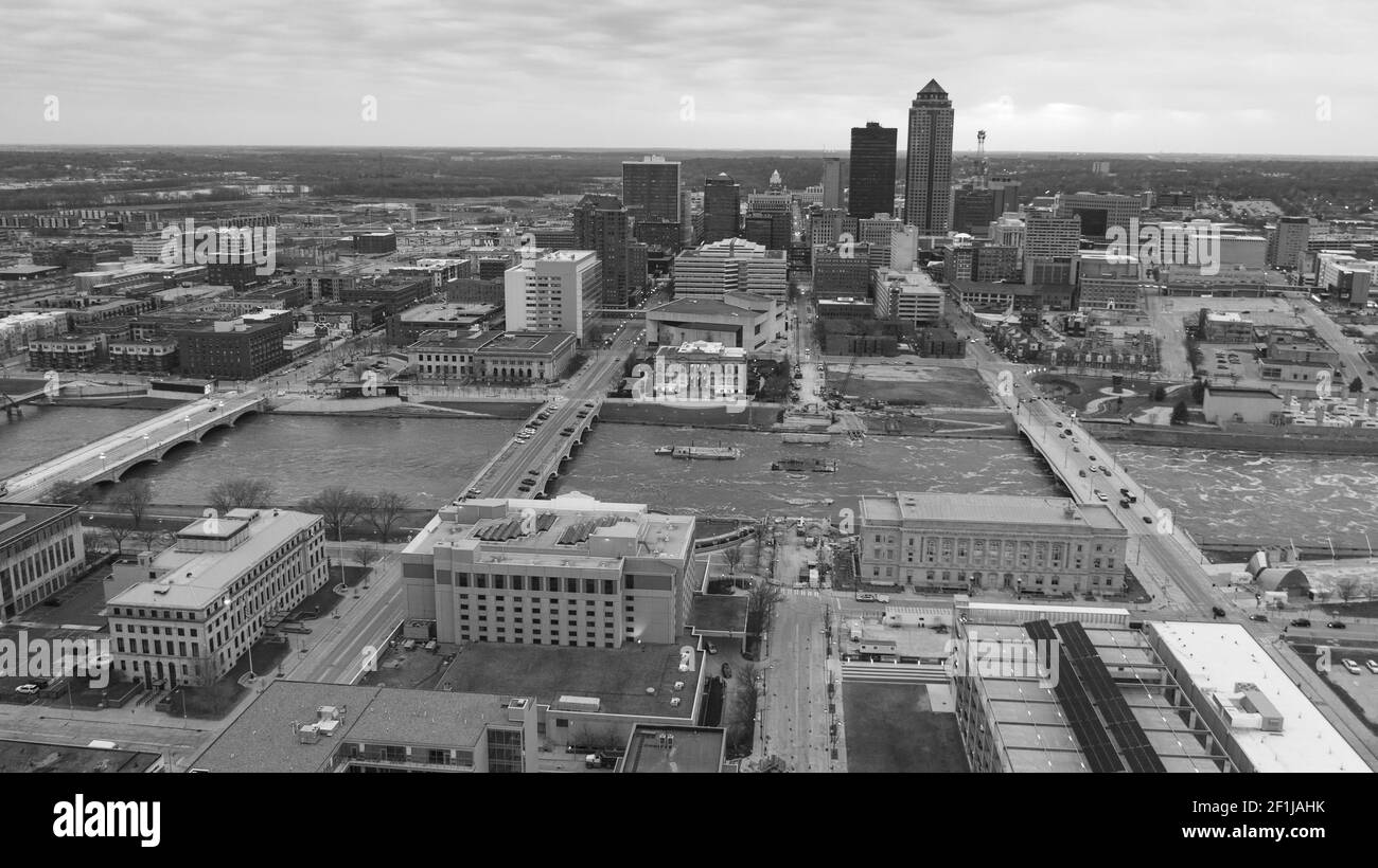 Vue sur Aeiral capitale de l'État de l'Iowa ville de des Moines Banque D'Images