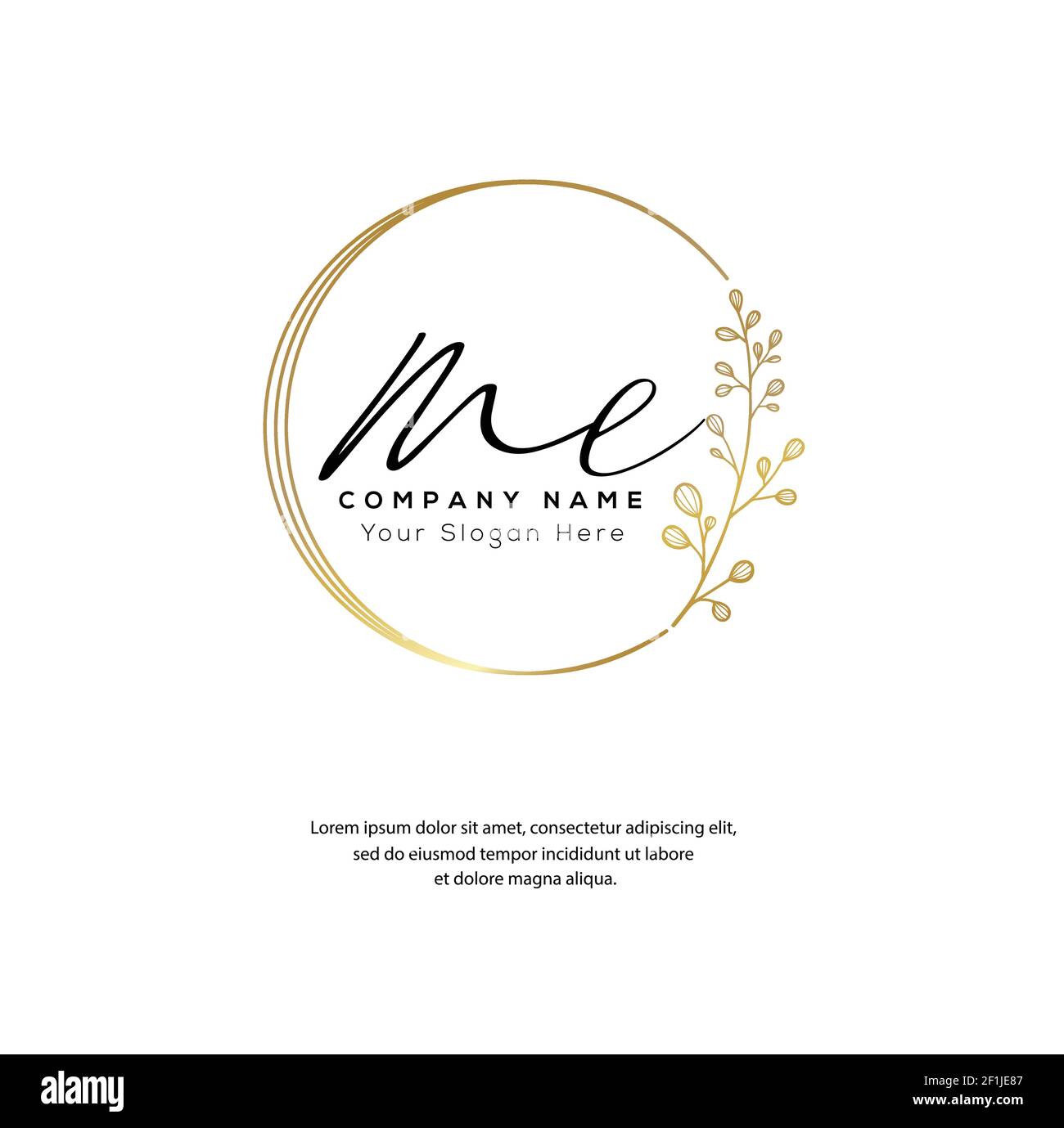 M E ME lettre initiale écriture manuscrite et logo de signature. Logo original du vecteur de beauté .mode, boutique, floral et botanique Illustration de Vecteur