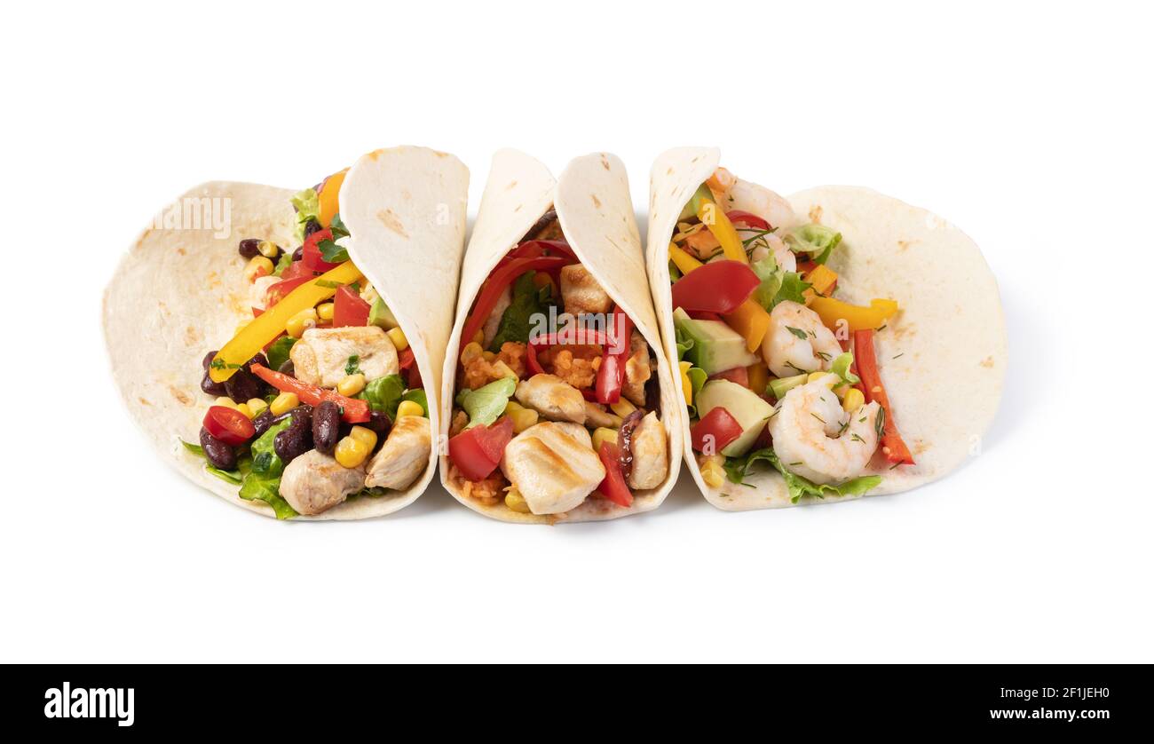 Burrito avec légumes et tortilla, Banque D'Images