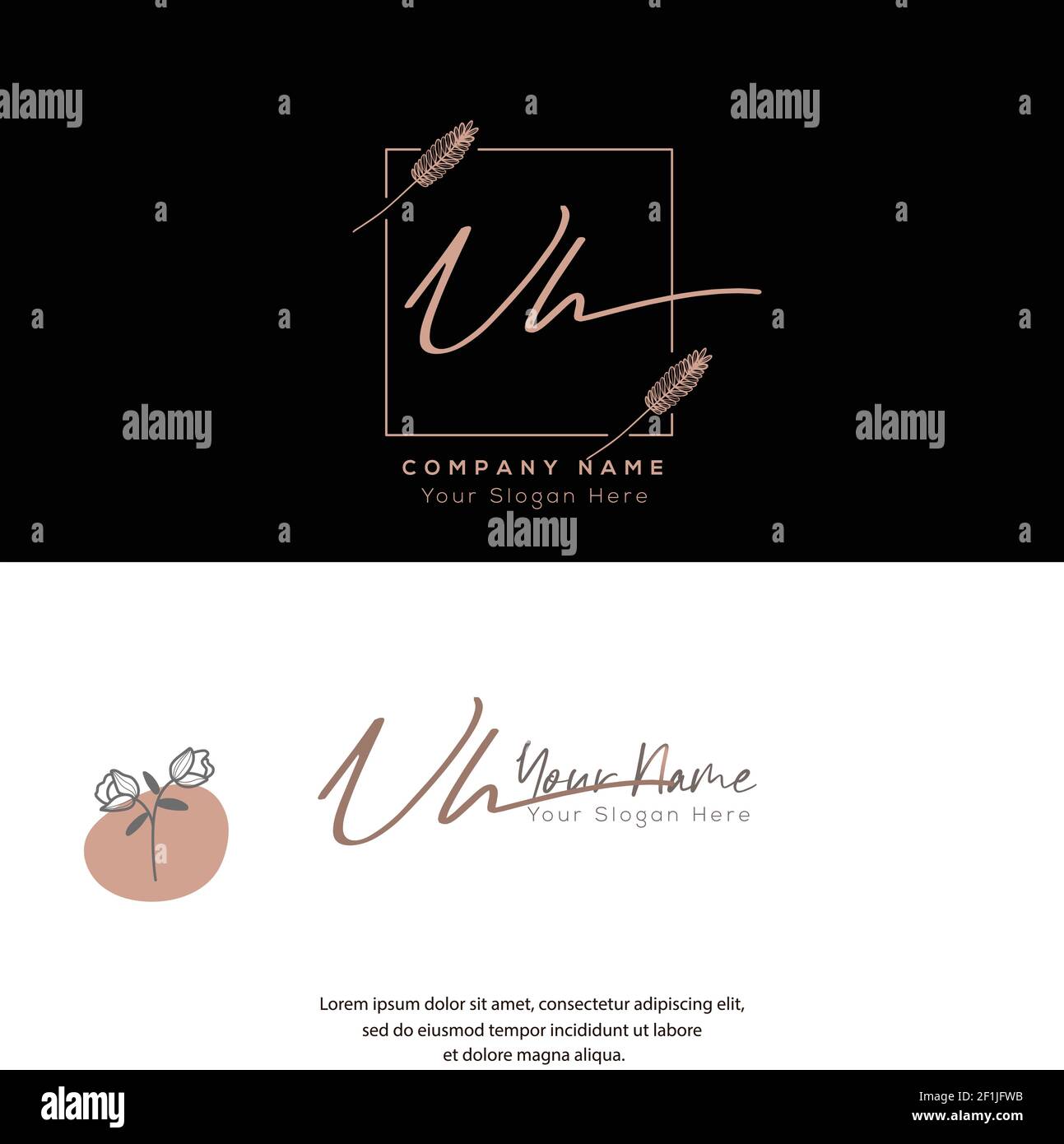 N H NH lettre initiale écriture manuscrite et logo de signature. Logo original du vecteur de beauté .mode, boutique, floral et botanique Illustration de Vecteur