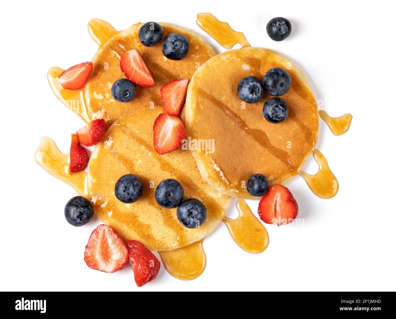 Pancakes aux myrtilles et fraises Banque D'Images